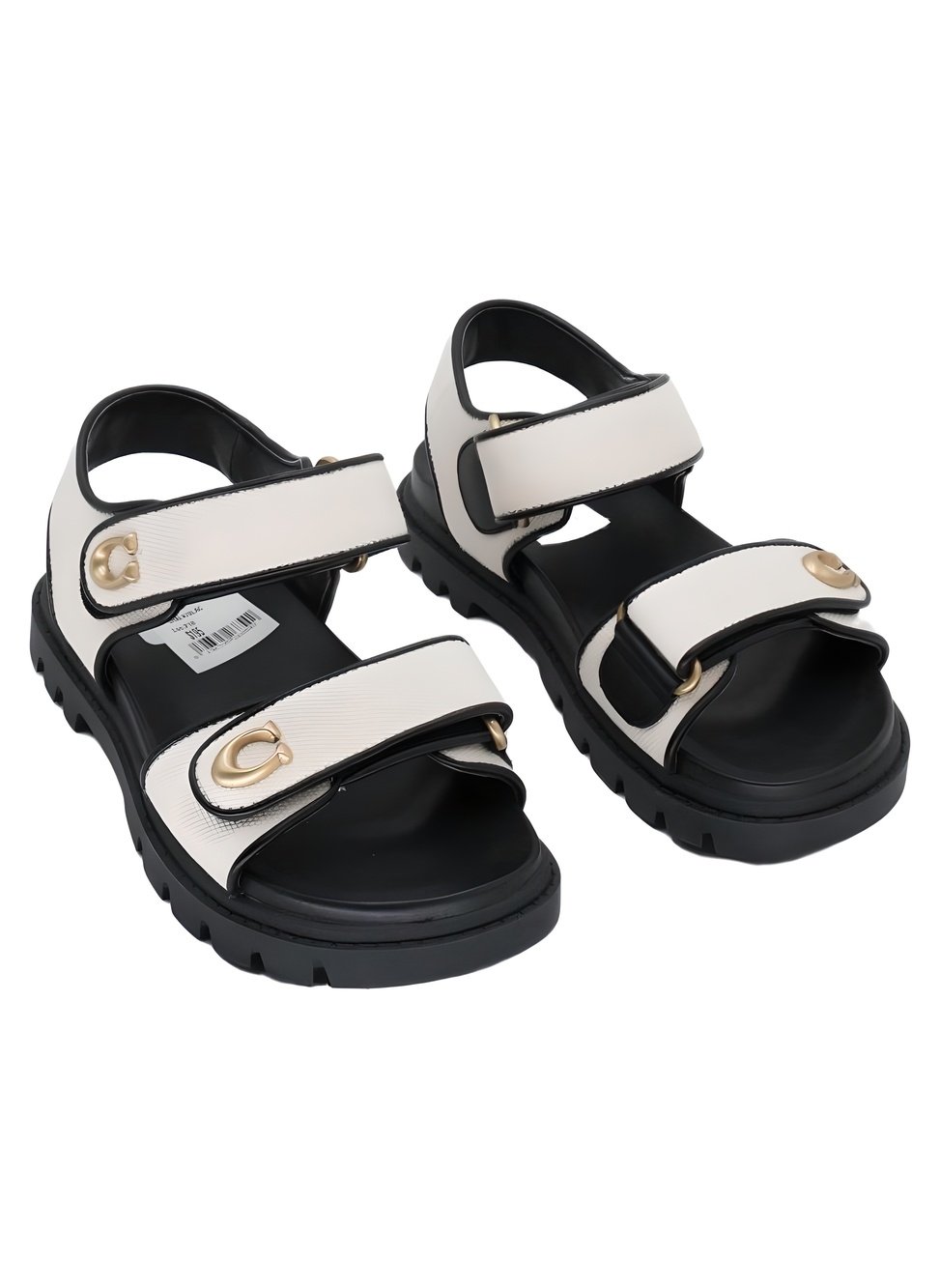 COACH Brynn Double-Band Sport Sandal Canvas Chalk White Black Size 5M